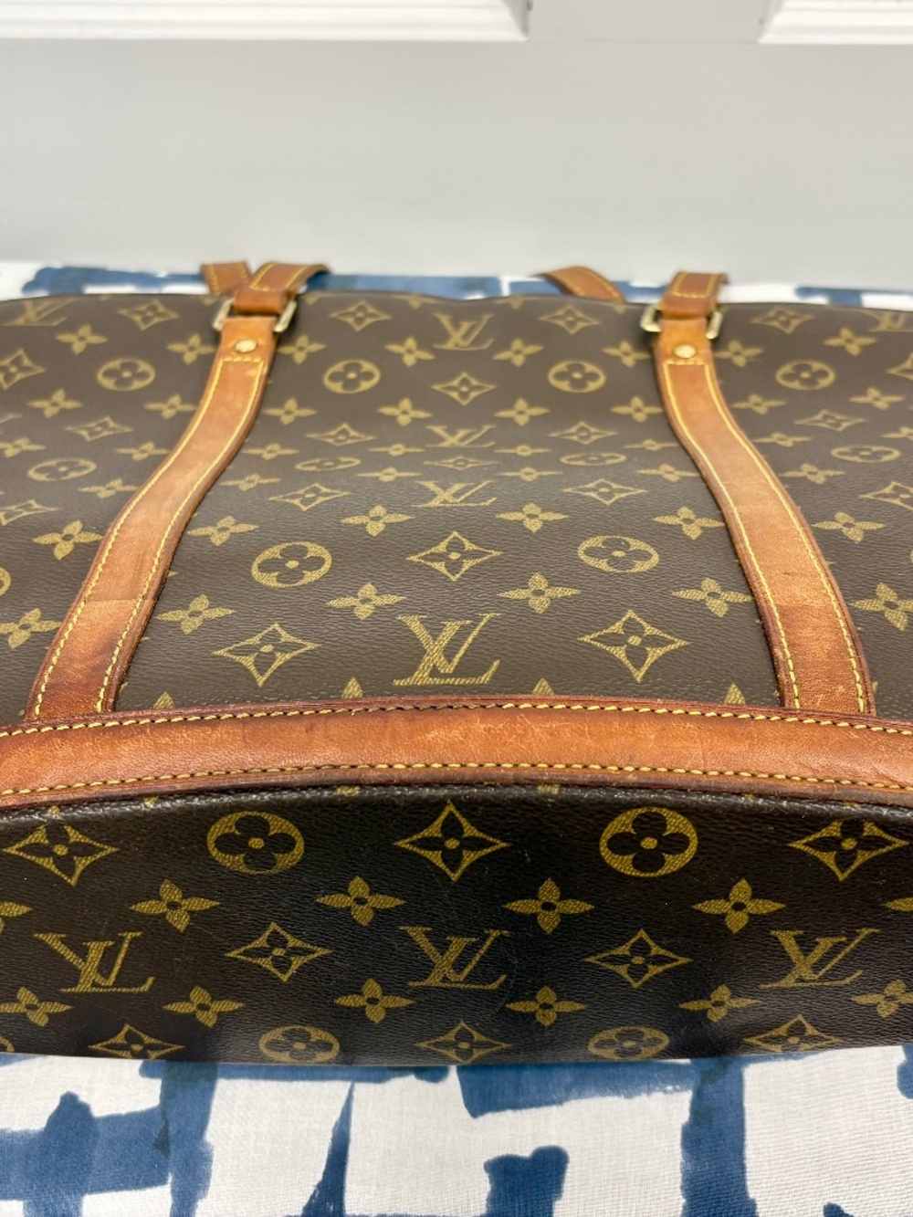 Vintage Louis Vuitton Babylone Tote Bag Brown Monogram Canvas Vachetta Leather - Picture 9 of 14